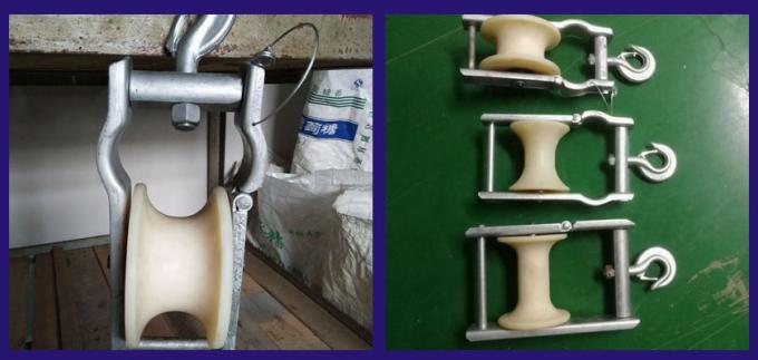 Nylon Sheave Aerial Cable Stringing Roller Conductor Block 10KN 0